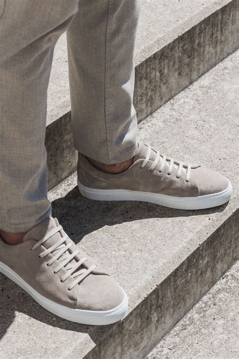 men's beige suede sneakers.